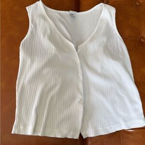 a new day White Ribbed Button-Front Tank Top